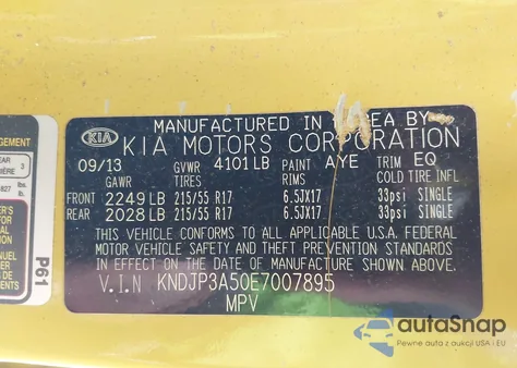 2014 Kia Soul + из США, поврежденный, VIN KNDJP3A50E7007895